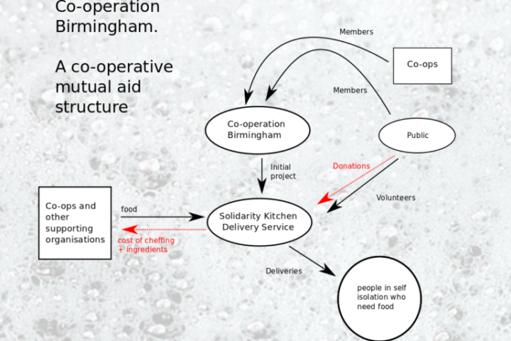 Graphic shows mindmap of solidarity kitchen structure