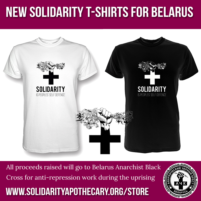 Image shows a tshirt saying solidarity is peoples' self defence