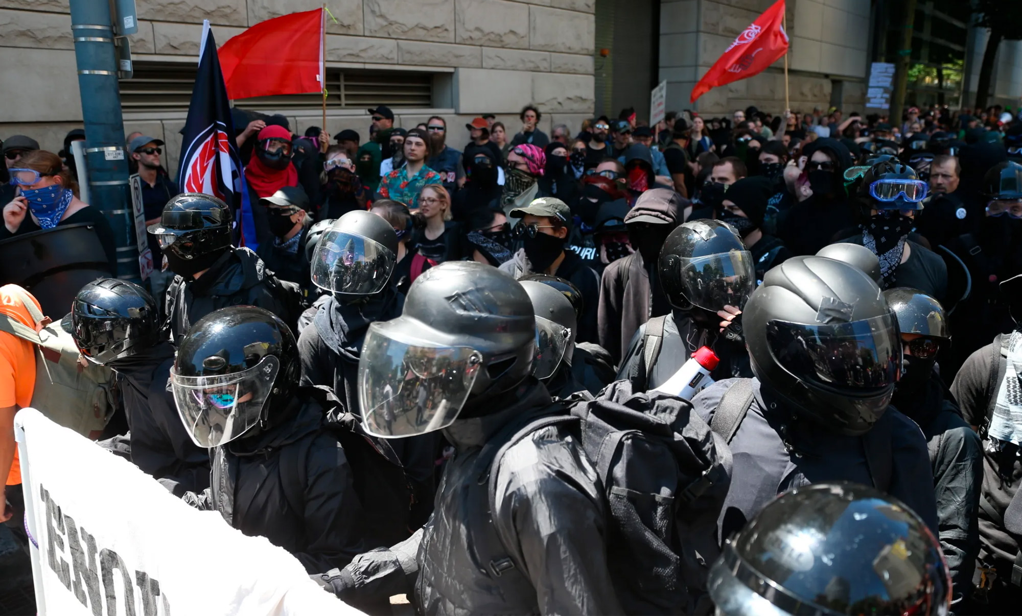 helmets worn on a demo