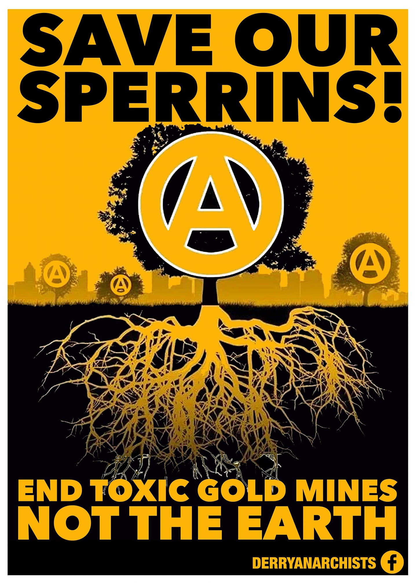 Image says 'Save our Sperrins', end toxic gold mines not the earth