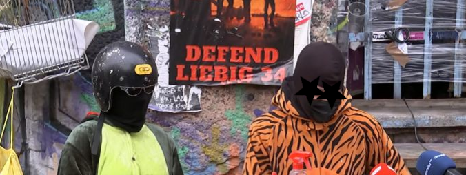 an image from the press conference about the eviction of liebig 34