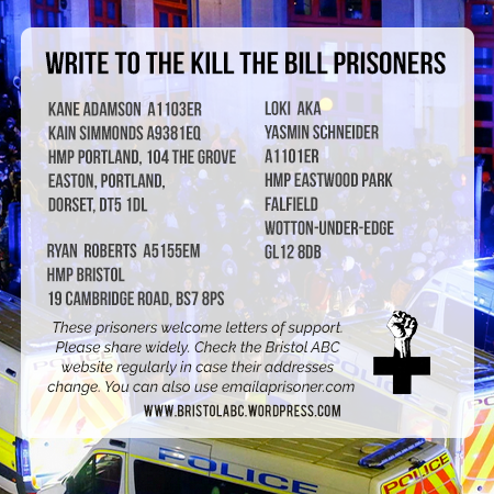 Write to the Kill the Bill prisoners